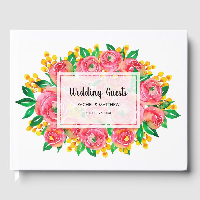 Livre D'or Aquarelle Floral Mariage (Recto)