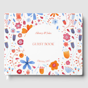 Livre D'or Aquarelle florale Bleu orange