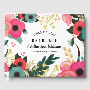 Livre D'or Aquarelle florale moderne Graduation