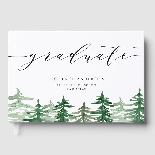 Livre D'or Aquarelle Forêt Bois Graduation (Recto)