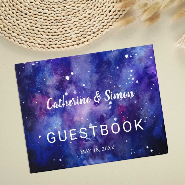 Livre D'or Aquarelle Galaxy Lettres à la main nuit étoilée (Créateur téléchargé)