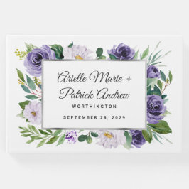 Livre D'or Aquarelle gris argenté violet Mariage floral