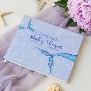 Livre D'or Aquarelle Iridescente Sirène Baby shower pourpre