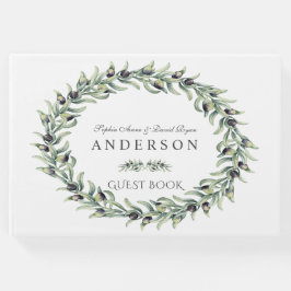 Livre D'or Aquarelle luxuriante Branches d'olive Mariage de c