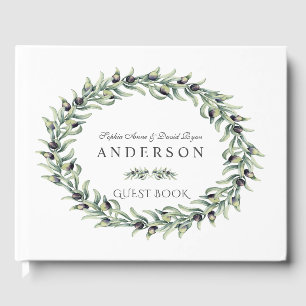Livre D'or Aquarelle luxuriante Branches d'olive Mariage de c