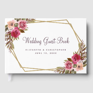 Livre D'or Aquarelle mariage Gold Frame Chic Floral Élégant