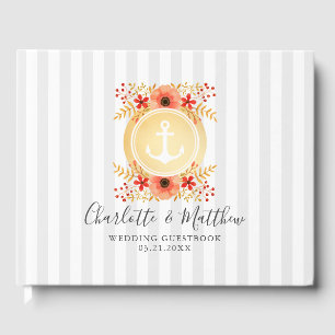 Livre D'or Aquarelle marine Floral Gold Ancre Mariage