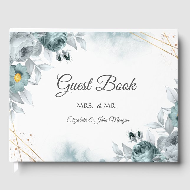 Livre D'or Aquarelle Mint Roses verts (Recto)