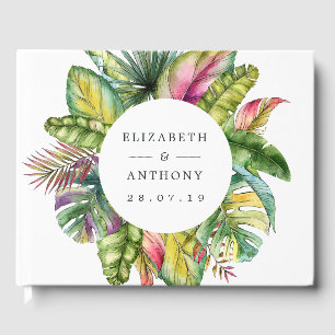 Livre D'or Aquarelle Monogramme Tropical Summer Beach Mariage