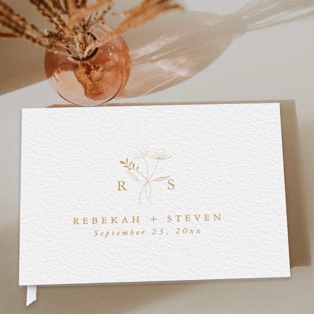 Livre D'or Aquarelle or simple | Mariage de monogramme de Bot (Créateur téléchargé)