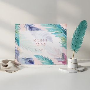 Livre D'or Aquarelle Plumes Chic Bohème Baby shower fille
