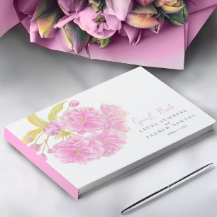 Livre D'or Aquarelle rose fleur de cerisier personnalisé mari