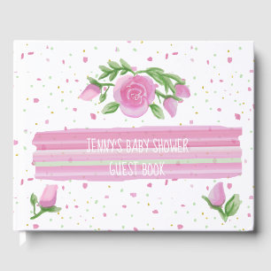 Livre D'or Aquarelle rose Roses Baby shower fille