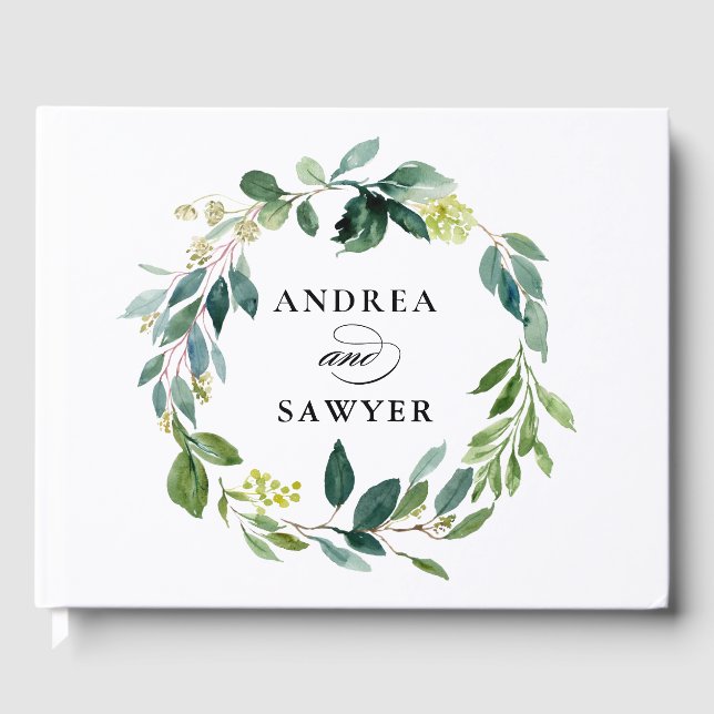 Livre D'or Aquarelle rustique Verdure Mariage photo (Recto)