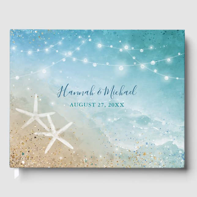 Livre D'or Aquarelle Starfish Ocean Elegant Beach Mariage (Recto)