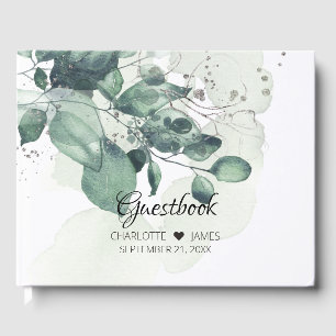 Livre D'or Aquarelle vert botanique mariage personnalisé
