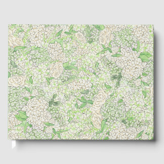 Livre D'or Aquarelle Vert et Blanc Hydrangea Crest