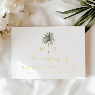 Livre D'or Arbre de palmier minimaliste photo de mariage mono