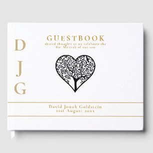 Livre D'or Arbre de vie BAR MITZVAH Gold Monogramme