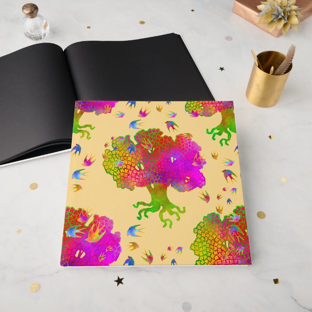 Livre D'or Arbre Oiseaux soleil (Recto ouvert)