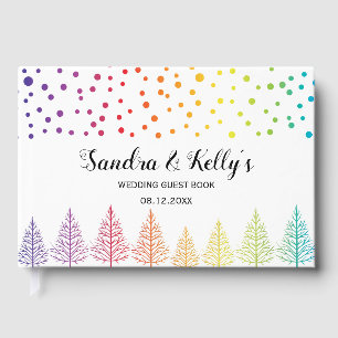 Livre D'or Arc-en-ciel couleurs arbres et confetti mariage LG
