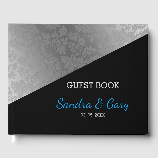 Livre D'or Argent Gris Floral Damask (Recto)