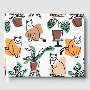 Livre D'or Art de trait dessin chats et fleurs