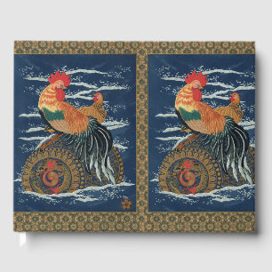 Livre D'or Art japonais vintage représentant un coq dragon