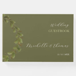 Livre D'or Art moderne romantique vert Wreath Aquarelle