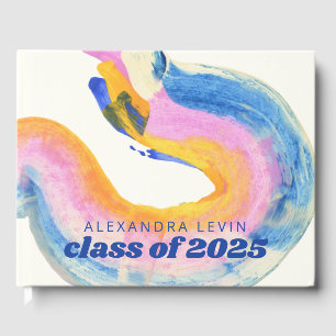 Livre D'or Artsy Abstrait Blue Aquarelle Graduation 2024