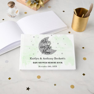 Livre D'or Au-Dessus De La Lune Mémoire Baby shower neutre