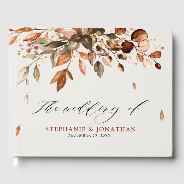 Livre D'or Automne Feuilles Russe Pays Boho Mariage (Recto)