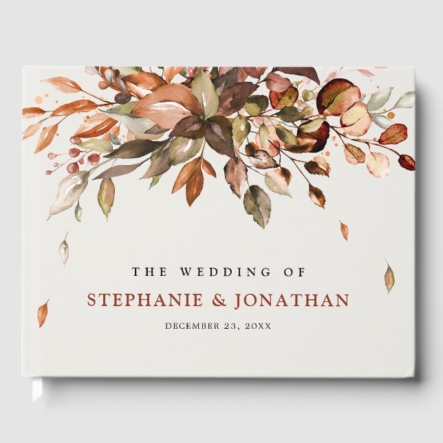 Livre D'or Automne Feuilles Russe Pays Boho Mariage (Recto)