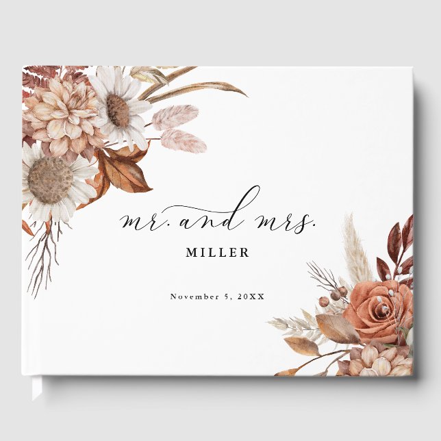 Livre D'or Automne Rustique Floral Mariage personnalisé (Recto)