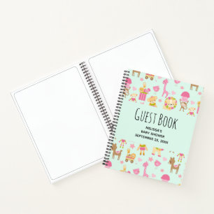 Livre d'or avec motif mignon d'animaux heureux et