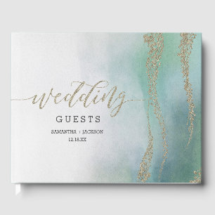 Livre D'or Awash Elegant Aquarelle dans Ocean Mariage Monogra