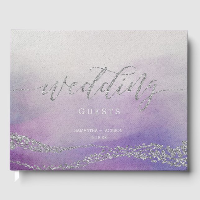 Livre D'or Awash Elegant Mariage d'orchidée aquarelle (Recto)