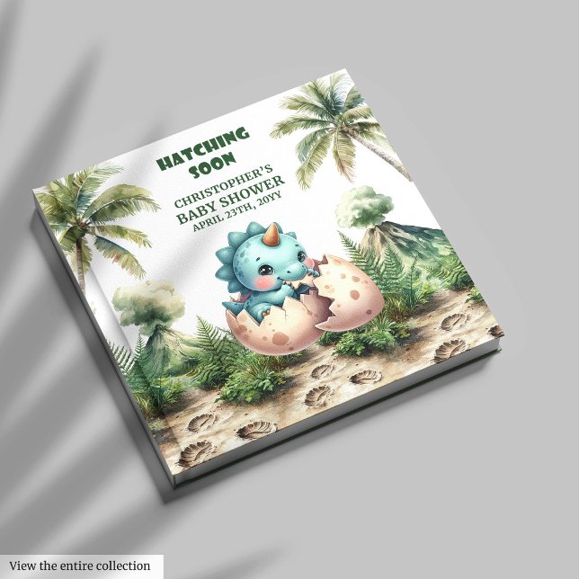 Livre D'or Baby Boy Dinosaur Hatching Bientôt Guest Keepsaké (Baby Boy Dinosaur Hatching Soon Guest Keepsake)