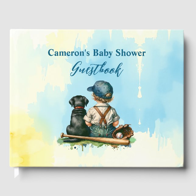 Livre D'or Baby shower À Thème Personnalisé De Baseball (Recto)