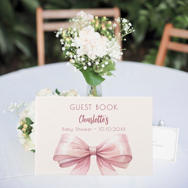 Livre D'or Baby shower beige beige arc rose pâle (Créateur téléchargé)