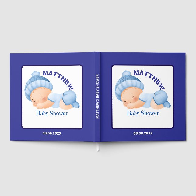 Livre D'or Baby Shower Bleu, Baby Shower Garçon (Complet)