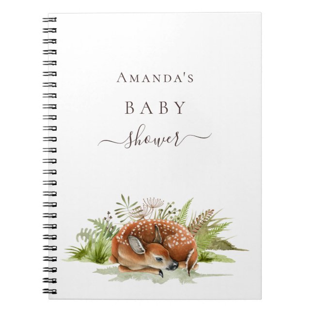 Livre d'or baby shower bois cerfs (Devant)