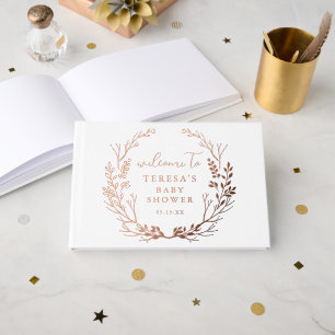 Livre D'or Baby shower botanique de couronne rustique Bienven