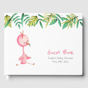 Livre D'or Baby shower botanique du Flamant rose rose tropica