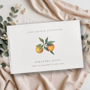 Livre D'or Baby shower botanique minimal d'agrumes orange