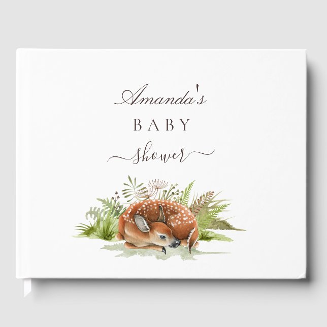 Livre D'or Baby shower cerf nom de l'animal (Recto)
