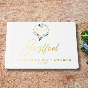 Livre D'or Baby Shower Cœur Floral Abricot