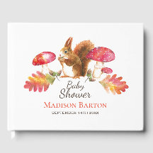 Baby shower d'aquarelle d'automne en bois d'écureu