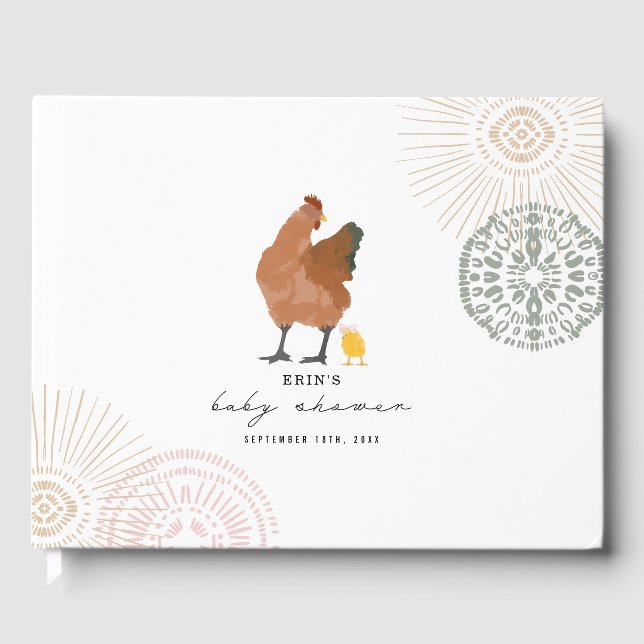Livre D'or Baby shower de fille de poulet rose (Recto)