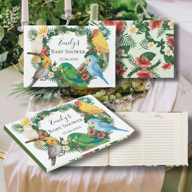 Livre D'or Baby shower de perroquets tropicaux verdoyant (Créateur téléchargé)